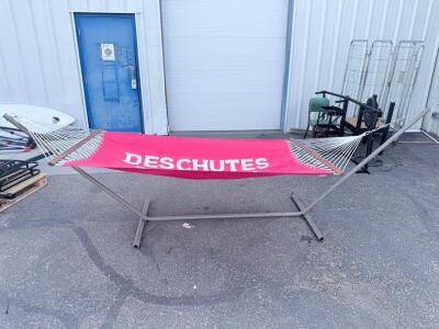 Deschutes Brewery Branded Outdoor Hammock with Powder-Coated Steel Stand, 14 ft, Pink