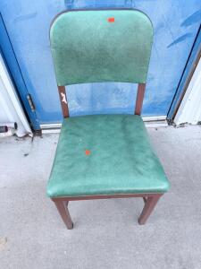 Vintage Green Vinyl Metal Stackable Chair &ndash; Commercial/Institutional, Steel Frame, 18" Seat Height