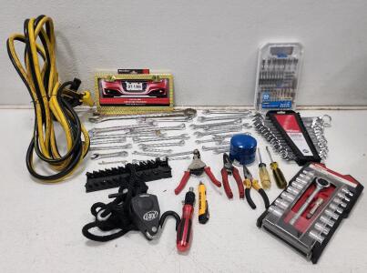 (1) Hyper Tough 18-Piece 3/8-inch Drive Socket Set (1) Hyper Tough 15-Piece Metric Combination Wrench Set (1) HART 50-Piece Drill and Drive Set And More Assorted Tools