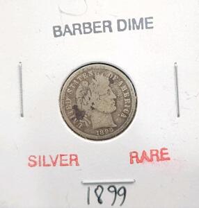 (1) 1899 RARE Silver Barber Dime Coin
