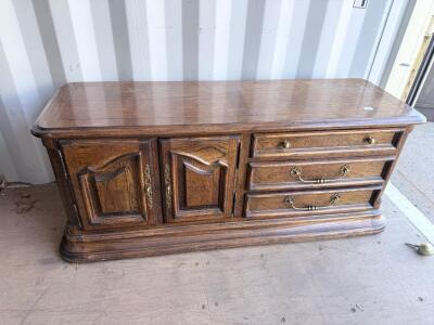 Century Furniture Traditional Oak Credenza, 3 Drawers, 2 Doors, Brass Hardware, USA-Made