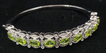 (1) Nine Stone Peridot Bangle Bracelet