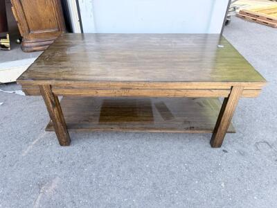 Kincaid Cantilever Cocktail Table 84-023V, Solid Wood, 50"x28"x19", 2 Shelves, Made in Vietnam