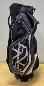 Nickent Cart Golf Bag, 14-Way Divider, Black/Purple/White, Multiple Pockets, Padded Strap