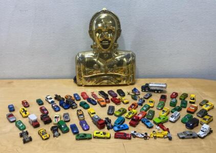 Star Wars C-3PO Collector Case with 74 Assorted Die-Cast Cars, Trucks, Racecars, 1:64 Scale