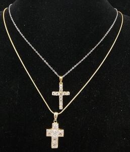 (1) Clear Stone Cross .925 Necklaces