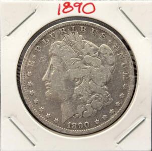 1890-O Morgan Silver Dollar, New Orleans Mint, 90% Silver, Circulated, Lady Liberty & Eagle Design