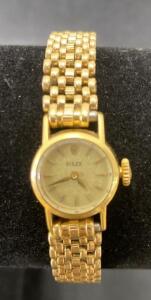 Rolex Ladies 18K Gold Manual Wind Watch, 14K Bracelet, Case Ref 7801, Vintage Swiss Mechanical - Unverified