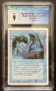 CGC 9 Mint Merfolk of the Pearl Trident, Magic: The Gathering, Revised Edition 1994, Common