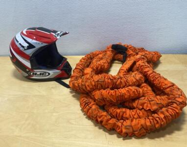 HJC CL-X5 Off-Road Helmet Red/White & 1" Kinetic Recovery Rope 20-30ft Orange, DOT Certified