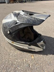 Thor Force Motocross Helmet White/Black, Adjustable Visor, D-Ring Strap, Off-Road Design