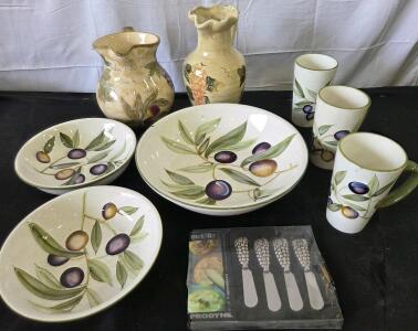 Olive Ceramic Vases/Bowls