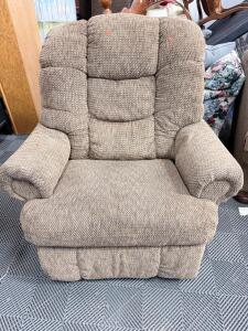 Manual Recliner Armchair, Woven Light Brown Fabric, Lever Recline, Plush Cushioning