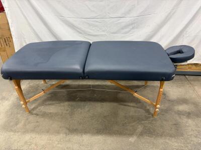 BestMassage Portable Folding Massage Table, 72" x 27", Adjustable Height, Navy Blue, Headrest