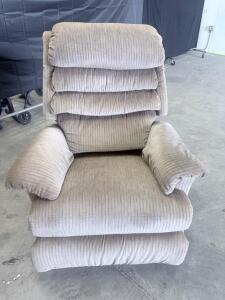 Plush Beige Corduroy Fabric Recliner Chair, Manual, 37"W x 40"D x 42"H