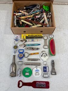 Large Vintage & Promotional Bottle Opener Lot &ndash; 50+ Advertising, Bar, Novelty, Keychain Styles