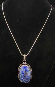 (1) Lapis Lazuli Oval Gemstone .925 Necklace