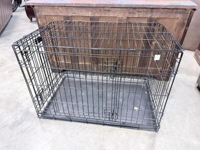 MidWest 36" Double Door Wire Dog Crate, Model 1636DD, Black, Fits Medium Breeds, Foldable