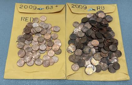 2009 Lincoln Bicentennial Cents, 220+ Coins, Red & Red-Brown, Multiple Reverse Types, MS63+ Est.