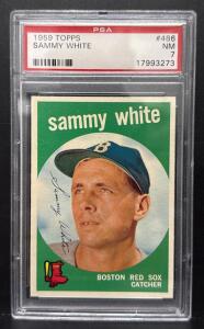 1959 Topps Sammy White #486 Boston Red Sox Catcher PSA 7 NM High-Grade Vintage Baseball Card