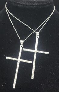 (2) 925 Sterling Silver Cross Pendant Necklace