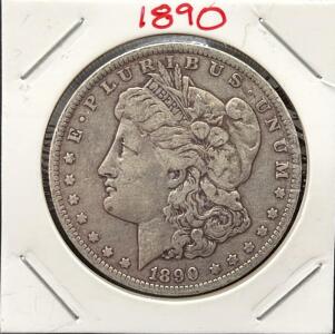 1890 Morgan Silver Dollar, Liberty Head, 90% Silver, U.S. Mint, Eagle Reverse