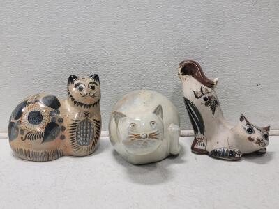 (3) Antique Ceramic Cats