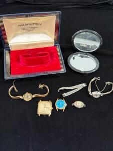 Bulova Ladies 10K RGP Bezel Watch M169596, Swiss Made Ladies Vintage Case Lot, Serial Engraved
