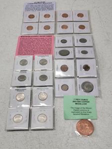 (3) Assorted Coin Collections & (1) Bitcoin Decorative Round
