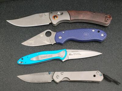 (3) Assorted Pocket Knives & (1) Kershaw Blue Pocket Knife