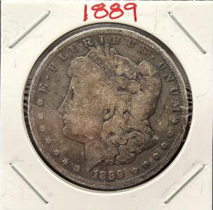 1889 Morgan Silver Dollar, Philadelphia, 90% Silver, Business Strike, Original US Mint Coin