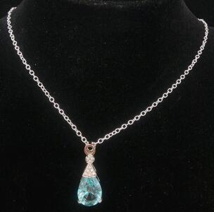 (1) Aquamarine Teardrop Necklace
