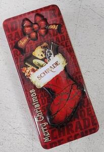 (1) Schrade Cutlery Christmas Knife Tin New Old Timer Gunstock Trapper