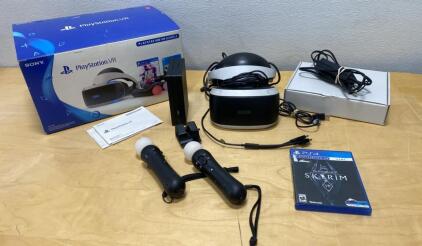 Sony PlayStation VR Bundle with Move Controllers, Camera, Processor Unit & Skyrim VR Game PS4- Powers On