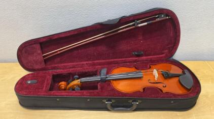 Mendini by Cecilio 4/4 Violin Outfit with Bow and Case, 4 Fine Tuners, Gloss Finish