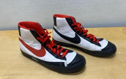 Nike Blazer Mid High-Top Basketball Shoes, White/Black/Red, Custom "ZACH", Size 13
