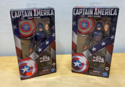 (2) Hasbro Captain America John F. Walker - The Falcon and the Winter Soldier Figure, 6", F0241, Sealed