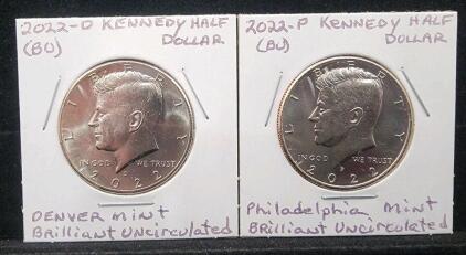 (1) 2022-P Uncirculated Bicentennial Kennedy Half Dollar Coin (1) 2022-D Uncirculated Bicentennial Kennedy Half Dollar Coin