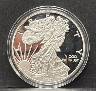 (Replica) 2020 American Silver Eagle Proof 1 oz .999 Fine Silver Coin West Point Mint &ldquo;W&rdquo; in Capsule