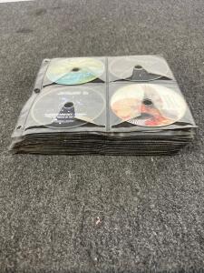 Large 64-Disc Mixed Lot: Audio CDs, CD-Rs, DVDs w/ Rock, Hip-Hop, Pop, Bluegrass, Compilations Binder