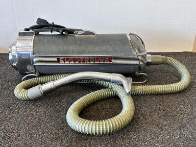 Vintage Electrolux Canister Vacuum Cleaner Gray/Chrome with Hose & Wand, 1950s Era (Tested and Powers On)