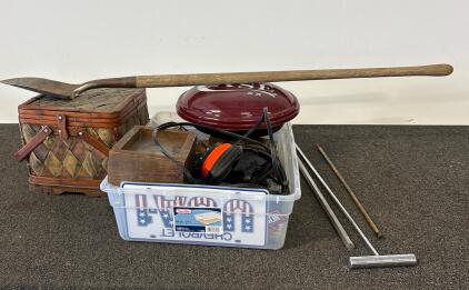 Vintage Wooden Handle Steel Garden Shovel &ndash; 44-48" Length, Classic Yard Spade, vintage/antique scrap metal tools and more.
