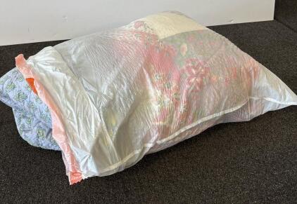 Colorful Reversible Patchwork Quilts, Full/Queen Size, Floral and Bird Print, Set of Two