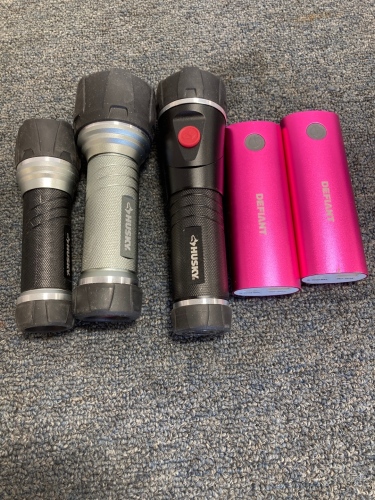 (3) Husky Flashlights (2) Defiant Flash Lights