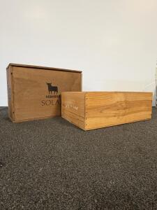Osborne Solaz Wooden Wine Box, Sliding Lid, Branded Storage Crate, Approx. 18"x12"x6", Spain