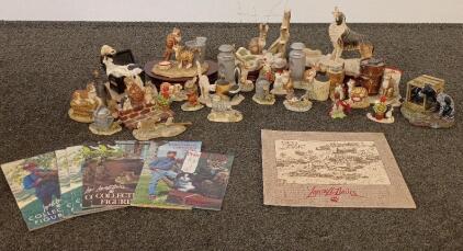 Lowell Davis Animal Figurine Collection &ndash; 24 Pieces With Guides & Signed Red Oak II Map