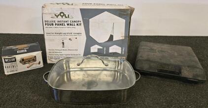 Yoli Canopy Wall Kit 10'x10', Weston Ravioli Maker, Stainless Roaster & Firestorm Tool Set