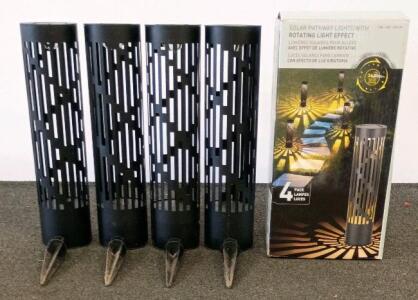 Solar Pathway Lights 4-Pack, Rotating Light Effect, 50 Lumens, 3000K, 20.1" Metal, ITM. 1972139