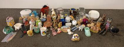 Ceramic Animal Figurines, Glassware, Novelty Decor And Collectibles &ndash; Approx. 50 Pieces