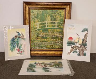 Brushstrokes Monet "Waterlilies And Japanese Bridge" Hand-Enhanced LE Art W/ COA, Framed, 448/485